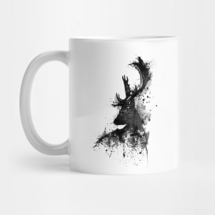 Black and White Deer Head Watercolor Silhouette Mug